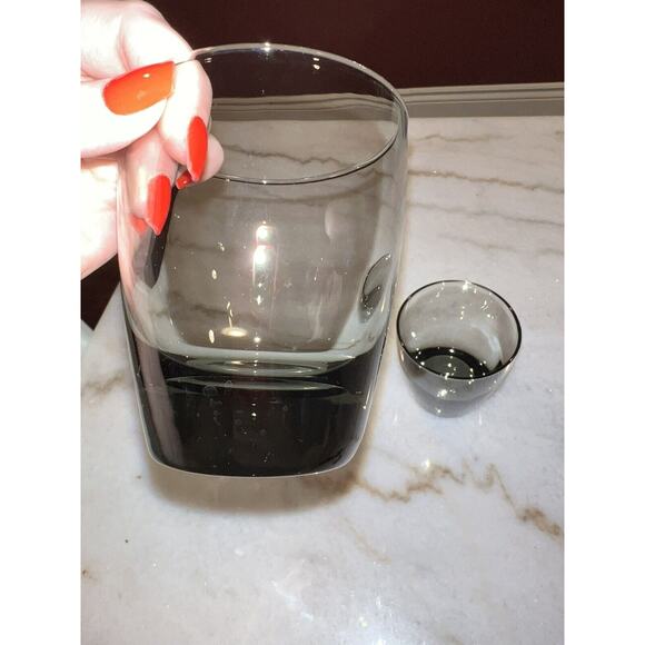 Libbey Double Old Fashioned Rocks Glasses Classic Smoke Gray 4 Modern Set of 2 - Picture 7 of 7